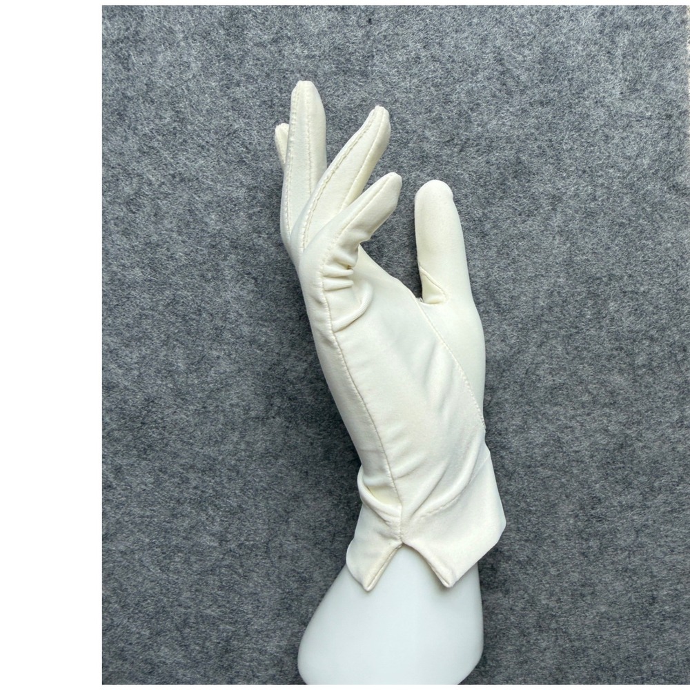 Aris Vintage White Wrist Length Gloves Antron Nylon Spandex Stretch One Size